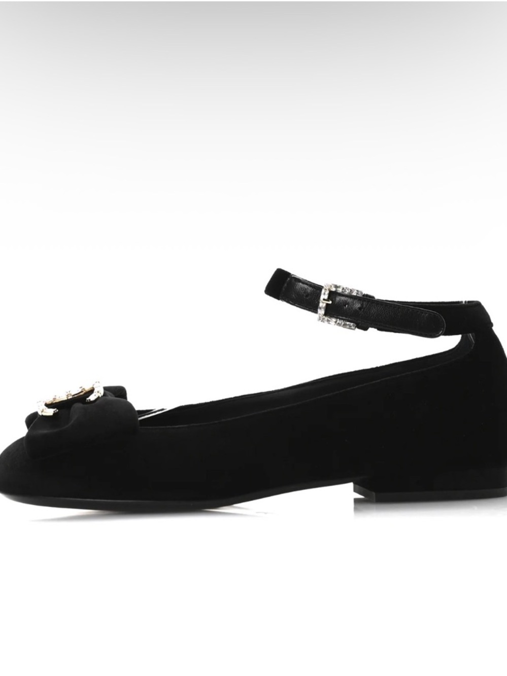 NWOT CHANEL 24K Black Velour Crystal CC-bow Embellished Ankle-Strap Flats 37 - Picture 4 of 16